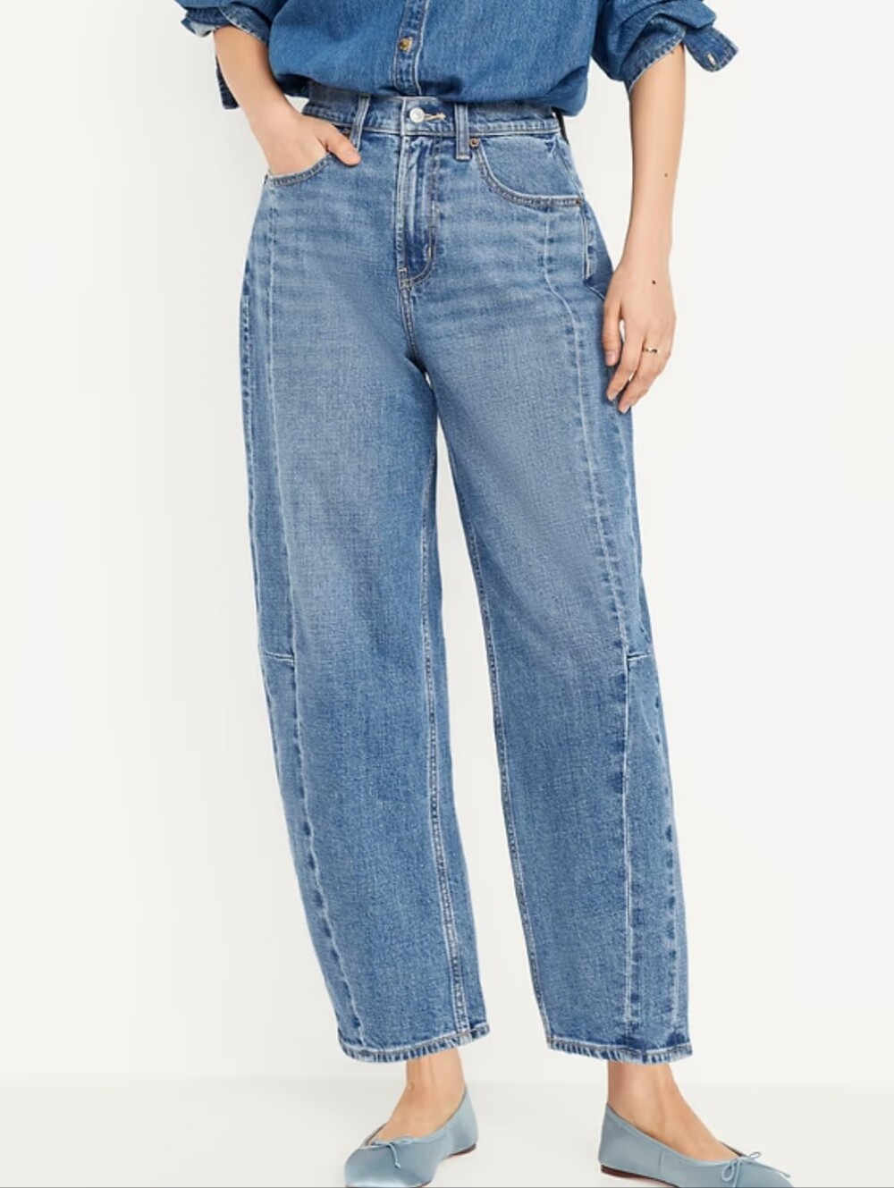 Old Navy Barrel Leg Jeans High Waist 12P Medium Wash